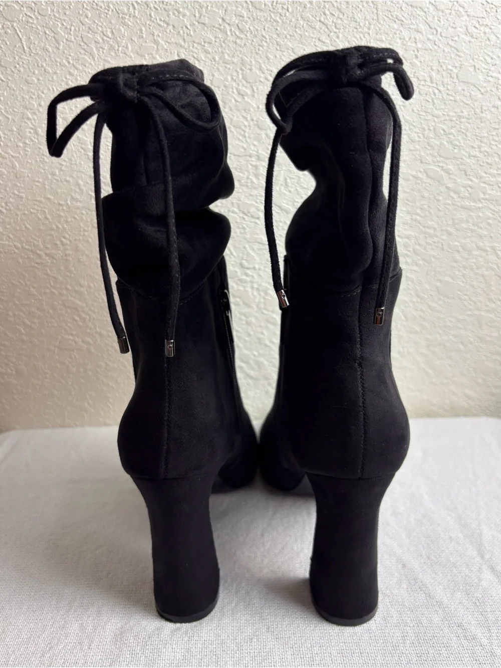 Impo Othella Black Suede Mid-Calf Boots Silver-toned Metallic Block Heel Size9.5